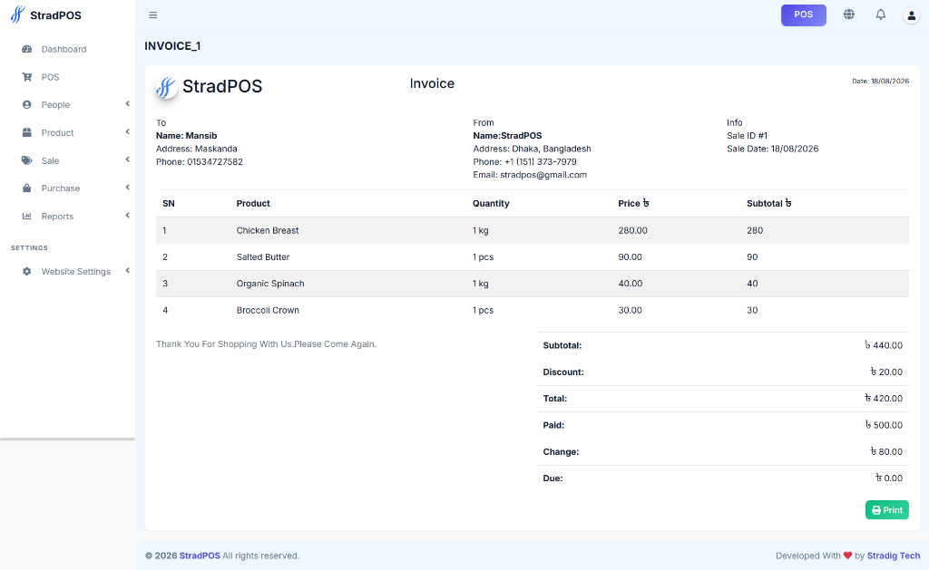 StradPos Tablet Sales Management